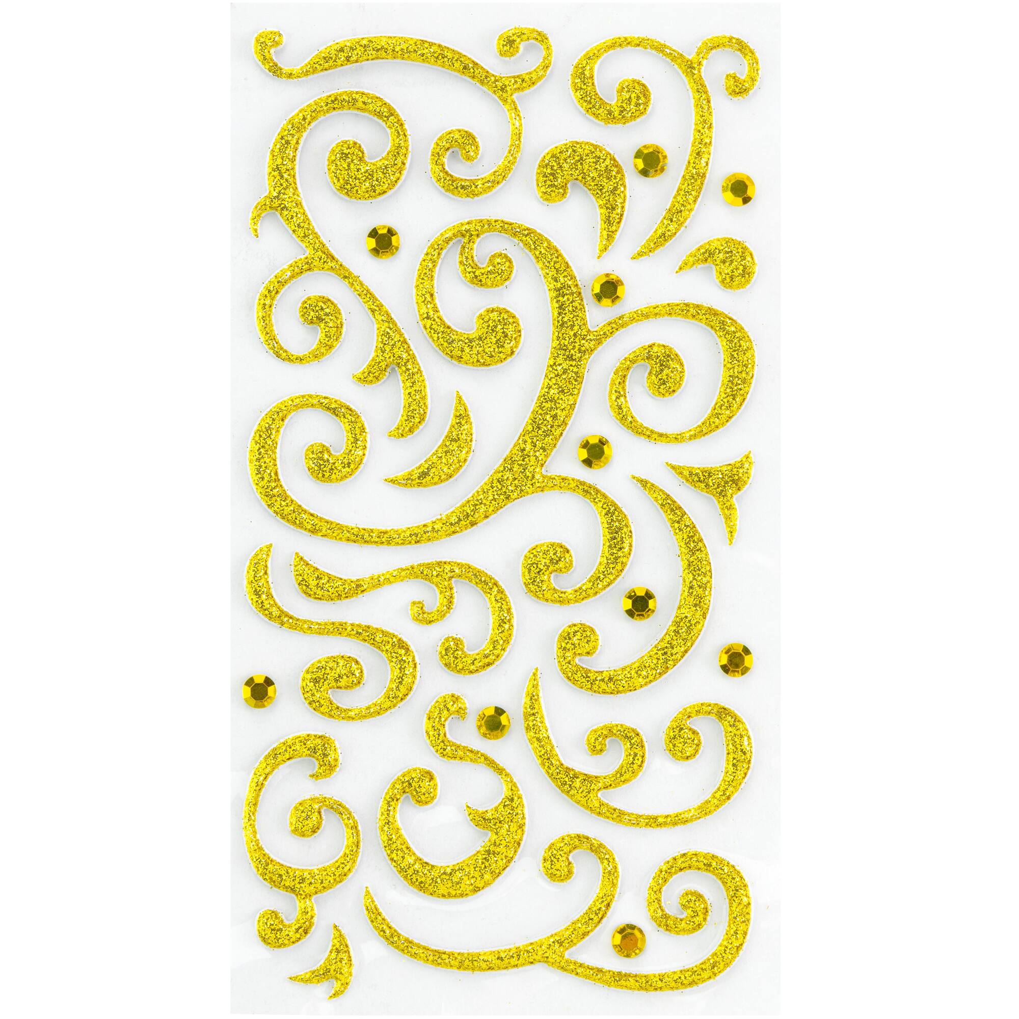 Jolee's Boutique Stickers-Gold Puffy Flourish & Gems